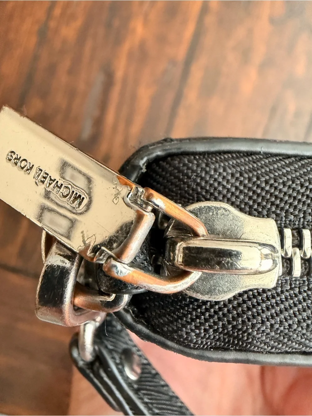 Michael Kors Black Saffiano Zip-Around Wristlet Wallet with Gold Logo